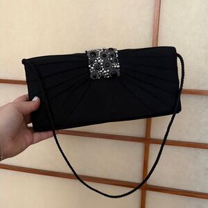 Elegant Black Clutch Bag Bow JESSICA MCCLINTOCK